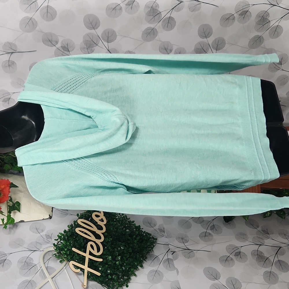 Athleta Lightweight Knit Hoodie - Mint Pointelle Accent - Picture 6 of 8